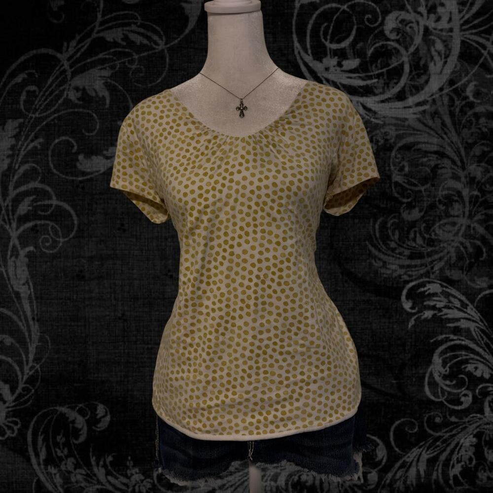 sunny pastel yellow polka dots print retro y2k top